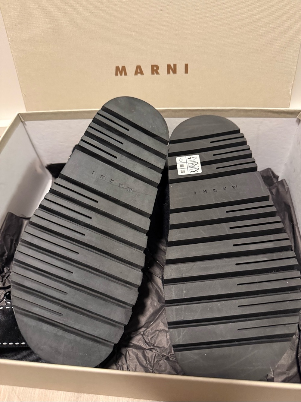 Marni Black Canvas Crisscross Slingback Sandals with White Midsole - Picture 2 of 6